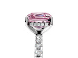 White gold Fancy Pink Asscher Cut Diamond Solitaire Ring with Pavé Band and Four-Prong Setting_69