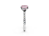 White gold Fancy Pink Asscher Cut Diamond Solitaire Ring with Pavé Band and Four-Prong Setting_70