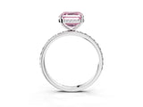 White gold Fancy Pink Asscher Cut Diamond Solitaire Ring with Pavé Band and Hidden Halo_34