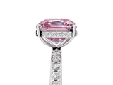 White gold Fancy Pink Asscher Cut Diamond Solitaire Ring with Pavé Band and Hidden Halo_36