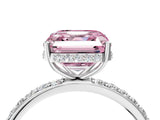 White gold Fancy Pink Asscher Cut Diamond Solitaire Ring with Pavé Band and Hidden Halo_36
