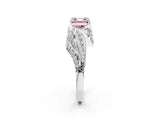 White gold Fancy Pink Asscher Cut Diamond Solitaire Ring with Prong Setting and Twisted Pavé Band_26