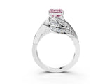 White gold Fancy Pink Asscher Cut Diamond Solitaire Ring with Prong Setting and Twisted Pavé Band_27