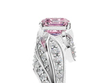 White gold Fancy Pink Asscher Cut Diamond Solitaire Ring with Prong Setting and Twisted Pavé Band_29