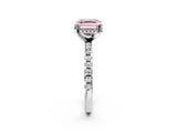 White gold Fancy Pink Asscher Cut Diamond Solitaire Ring with Round  Pavé Band and Four-Prong Setting_62