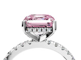 White gold Fancy Pink Asscher Cut Diamond Solitaire Ring with Round  Pavé Band and Four-Prong Setting_64