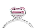 White gold Fancy Pink Asscher Cut Diamond Solitaire Ring with Round  Pavé Band and Prong Setting_98
