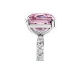 White gold Fancy Pink Asscher Cut Diamond Solitaire Ring with Round  Pavé Band and Prong Setting_99