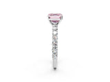 White gold Fancy Pink Asscher Cut Diamond Solitaire Ring with Shared Prong Pavé Band and Four-Prong Setting_19