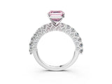 White gold Fancy Pink Asscher Cut Diamond Solitaire Ring with Shared Prong Pavé Band and Four-Prong Setting_20