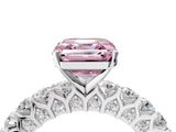 White gold Fancy Pink Asscher Cut Diamond Solitaire Ring with Shared Prong Pavé Band and Four-Prong Setting_21