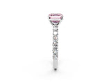 White gold Fancy Pink Asscher Cut Diamond Solitaire Ring with Shared Prong Pavé Band and Four-Prong Setting_31