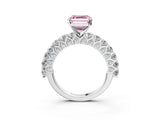 White gold Fancy Pink Asscher Cut Diamond Solitaire Ring with Shared Prong Pavé Band and Four-Prong Setting_32