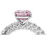 White gold Fancy Pink Asscher Cut Diamond Solitaire Ring with Shared Prong Pavé Band and Four-Prong Setting_33