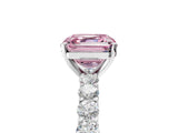 White gold Fancy Pink Asscher Cut Diamond Solitaire Ring with Shared Prong Pavé Band and Four-Prong Setting_34