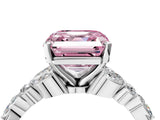 White gold Fancy Pink Asscher Cut Diamond Solitaire Ring with Side Stones and Four-Prong Setting_91