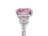 White gold Fancy Pink Asscher Cut Diamond Solitaire Ring with Side Stones and Four-Prong Setting_92