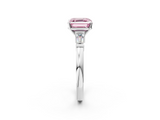 White gold Fancy Pink Asscher  Cut Diamond Solitaire Ring with Tapered Baguette Accents and Four-Prong Setting_19