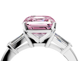 White gold Fancy Pink Asscher  Cut Diamond Solitaire Ring with Tapered Baguette Accents and Four-Prong Setting_21