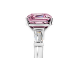 White gold Fancy Pink Asscher  Cut Diamond Solitaire Ring with Tapered Baguette Accents and Four-Prong Setting_22