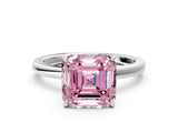 White gold Fancy Pink Asscher Cut Diamond Solitaire Ring with Thin Band and Prong Setting_25