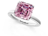 White gold Fancy Pink Asscher Cut Diamond Solitaire Ring with Thin Band and Prong Setting_26