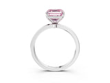 White gold Fancy Pink Asscher Cut Diamond Solitaire Ring with Thin Band and Prong Setting_28