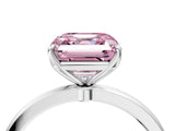 White gold Fancy Pink Asscher Cut Diamond Solitaire Ring with Thin Band and Prong Setting_29