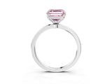 White gold Fancy Pink Asscher Cut Diamond Solitaire Ring with Thin Band and Prong Setting_52