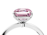 White gold Fancy Pink Asscher Cut Diamond Solitaire Ring with Thin Band and Prong Setting_53