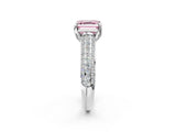 White gold Fancy Pink Asscher Cut Diamond Solitaire Ring with Three-Row Pavé Band and Four-Prong Setting_31
