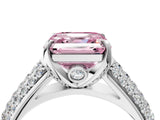 White gold Fancy Pink Asscher Cut Diamond Solitaire Ring with Three-Row Pavé Band and Four-Prong Setting_33