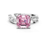 White gold Fancy Pink Asscher Cut Diamond Solitaire Ring with Twisted Band and Prong Setting_41