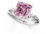 White gold Fancy Pink Asscher Cut Diamond Solitaire Ring with Twisted Band and Prong Setting_42