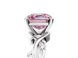 White gold Fancy Pink Asscher Cut Diamond Solitaire Ring with Twisted Band and Prong Setting_46