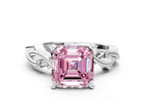 White gold Fancy Pink Asscher Cut Diamond Solitaire Ring with Twisted Band and Prong Setting_47