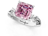 White gold Fancy Pink Asscher Cut Diamond Solitaire Ring with Twisted Band and Prong Setting_60