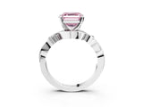 White gold Fancy Pink Asscher Cut Diamond Solitaire Ring with Twisted Band and Prong Setting_62