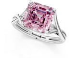 White gold Fancy Pink Asscher Cut Diamond Solitaire Twist Band Prong Setting Ring_78