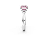 White gold Fancy Pink Asscher Cut Diamond Solitaire Twist Band Prong Setting Ring_79