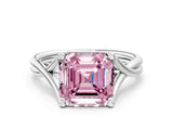 White gold Fancy Pink Asscher Cut Diamond Solitaire Twist Band Prong Setting Ring_79
