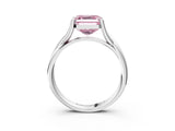 White gold Fancy Pink Asscher Cut Diamond Solitaire Twist Band Prong Setting Ring_82