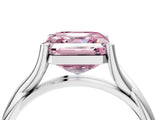 White gold Fancy Pink Asscher Cut Diamond Solitaire Twist Band Prong Setting Ring_83