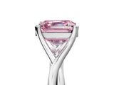 White gold Fancy Pink Asscher Cut Diamond Solitaire Twist Band Prong Setting Ring_84