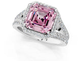 White gold Fancy Pink Asscher Cut Diamond Split Shank Halo Ring with Four-Prong Setting_47