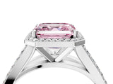 White gold Fancy Pink Asscher Cut Diamond Split Shank Halo Ring with Four-Prong Setting_50