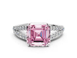 White gold Fancy Pink Asscher Cut Diamond Split Shank Pavé Engagement Ring with Four-Prong Setting_29