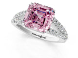 White gold Fancy Pink Asscher Cut Diamond Split Shank Pavé Engagement Ring with Four-Prong Setting_30