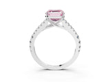 White gold Fancy Pink Asscher Cut Diamond Split Shank Pavé Engagement Ring with Four-Prong Setting_32