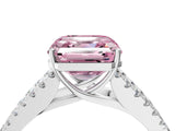 White gold Fancy Pink Asscher Cut Diamond Split Shank Pavé Engagement Ring with Four-Prong Setting_33